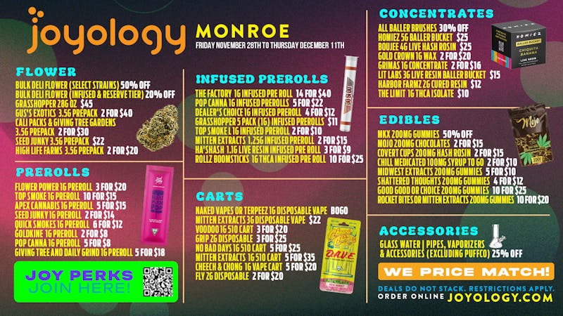 Joyology of Monroe Joyology Monroe Weekly Deals Are Live Through Dec