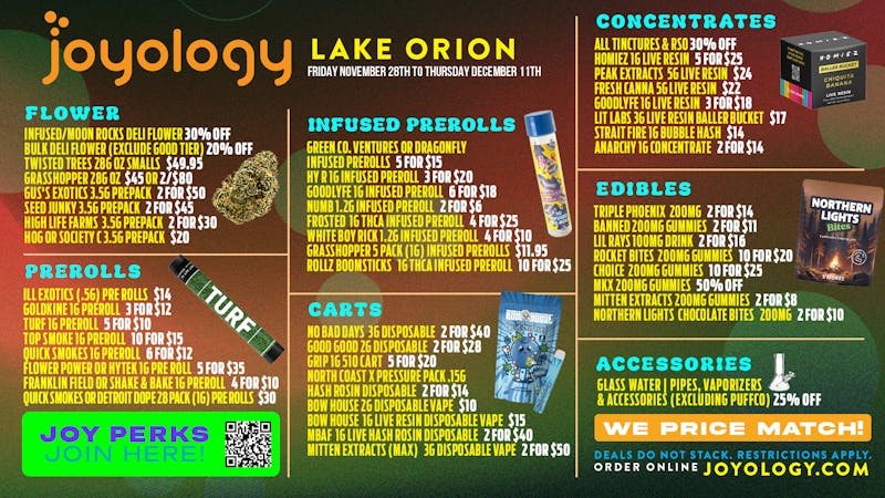 Joyology of Orion Lake Orion Weekly Deals Now Through December 11 🔥