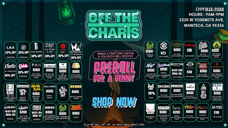 Off the Charts - Manteca Dank deals for chill feels!