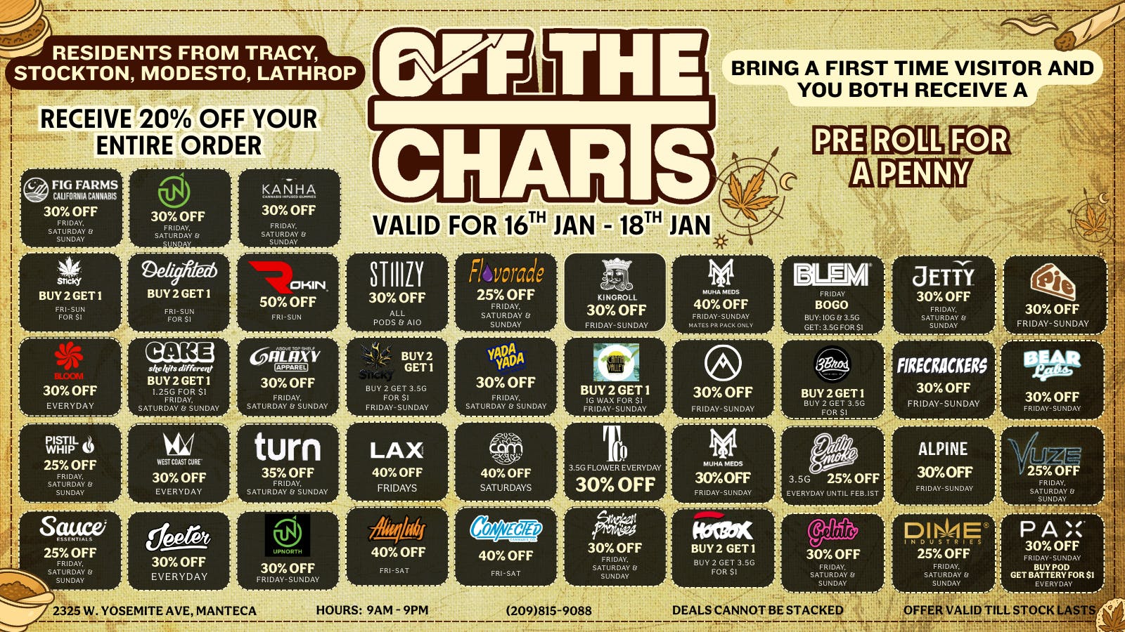 Off the Charts - Manteca Healing herb deals!