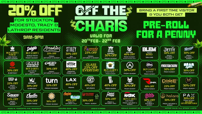 Off the Charts - Manteca 🍃Start the Weekend Blazed with our Dopest Deals🍃