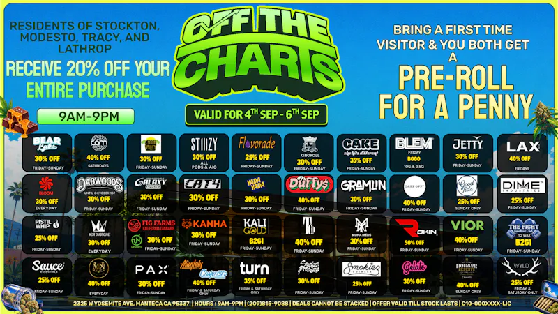 Off the Charts - Manteca Get Your Stash Right with these Fresh Deals🔥💥