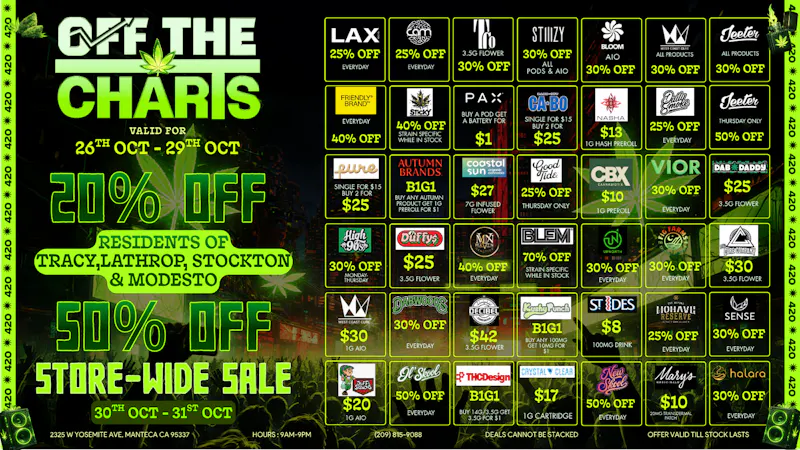 Off the Charts - Manteca ⚠️Hauntingly Good Deals for a Scary Good Time👽