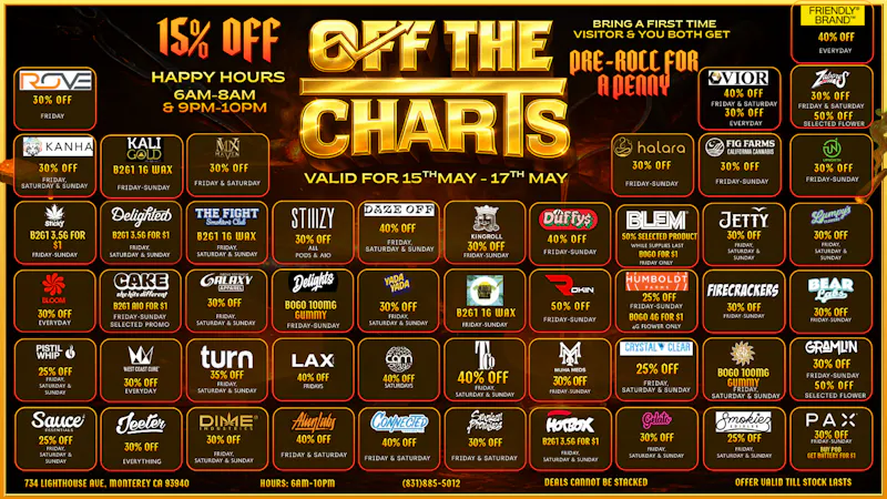 Off The Charts - Monterey 🚀 “Off the Charts” Weekend Savings 🚀