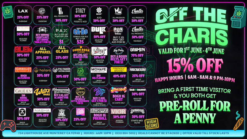 Off The Charts - Monterey 🎮🌿 Level Up Your Stash: Off the Charts Savings!