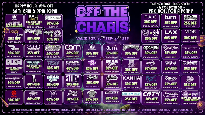 Off The Charts - Monterey 🚀💜 Higher Than The Sky Deals! 💜🚀