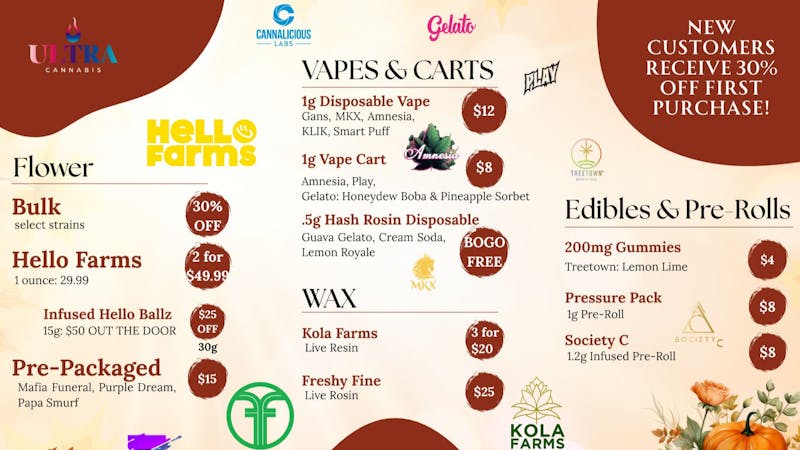 Ultra Cannabis - Recreational & Medical Fall Into Savings: Ultra’s November Specials 🍂