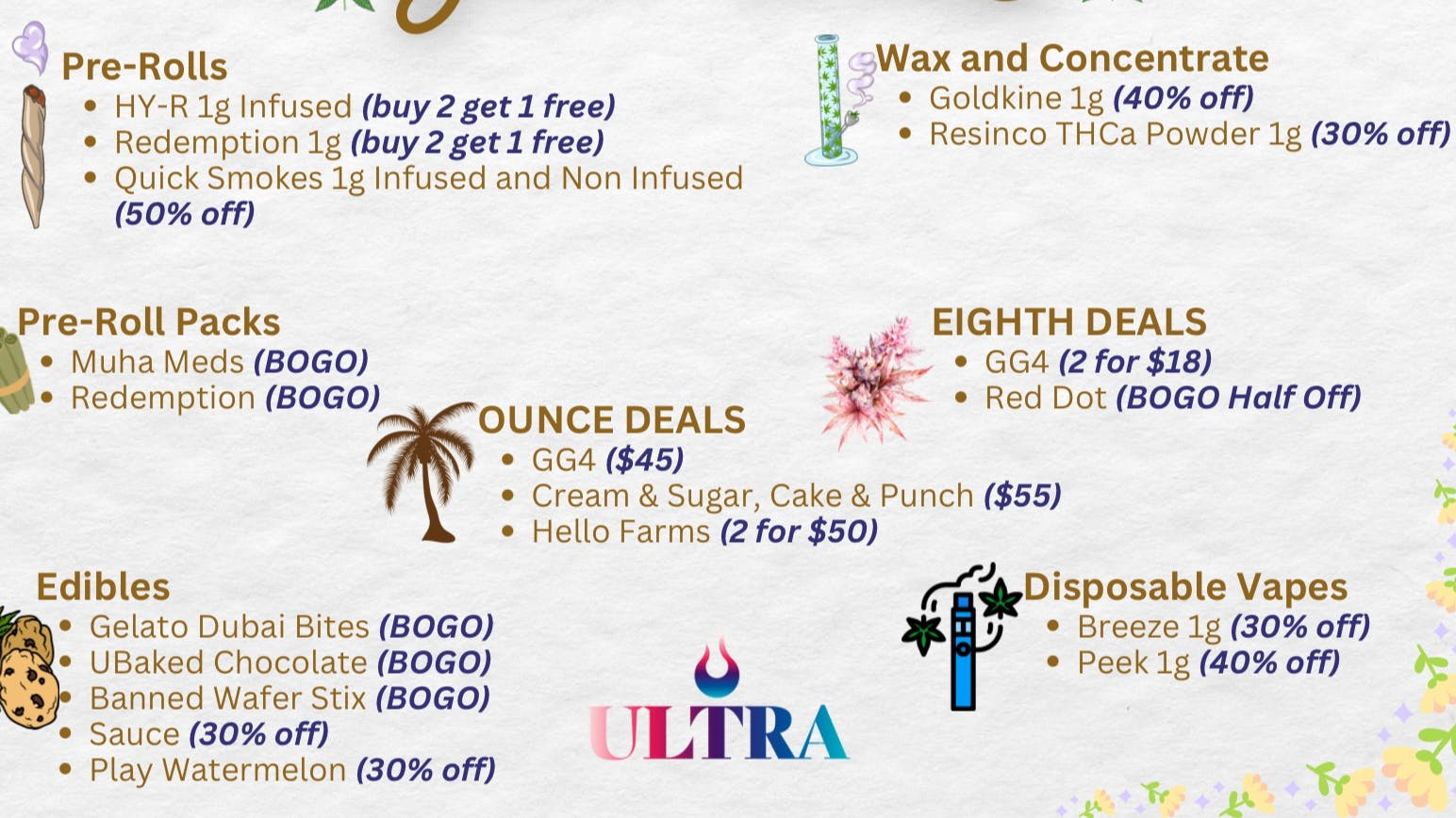 Ultra Cannabis - Recreational ☀️ Summer Kickoff Deals