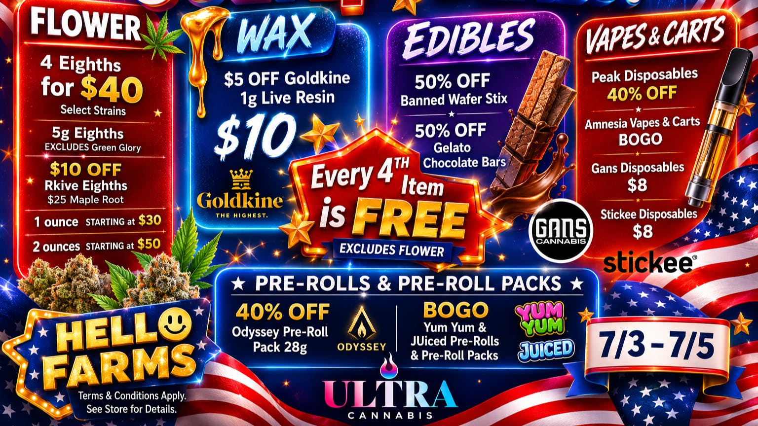 Ultra Cannabis - Recreational 4th of July Deals | Every 4th Item FREE