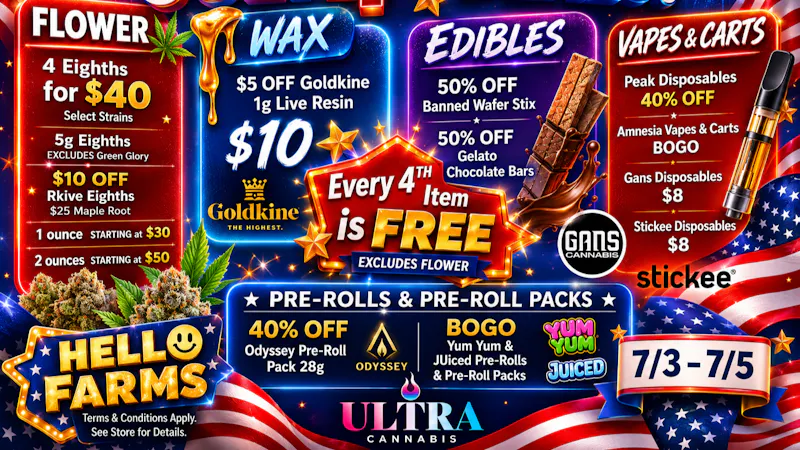 Ultra Cannabis - Recreational 4th of July Deals | Every 4th Item FREE