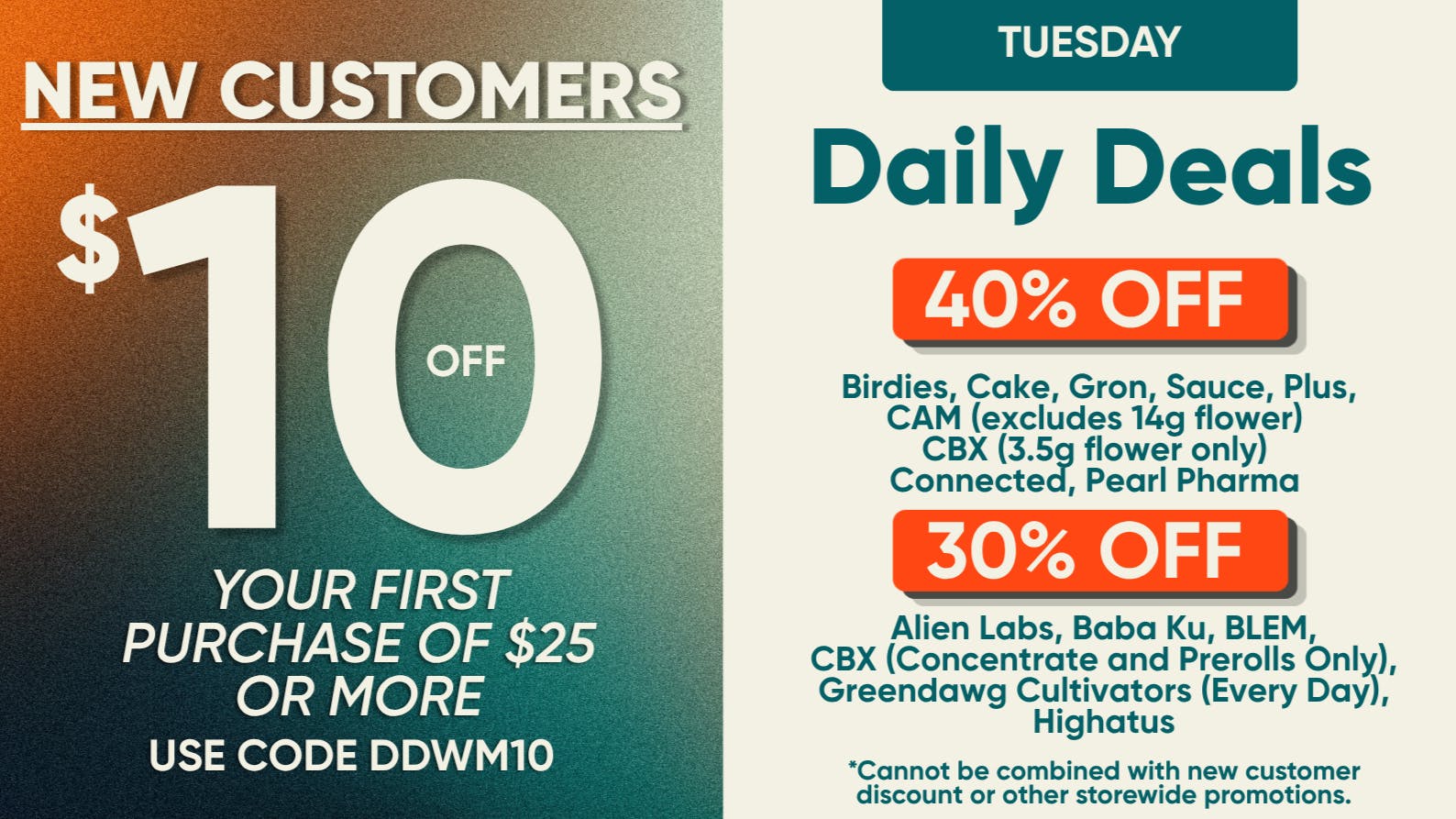 The Artist Tree - Davis $10 First Time Customer (Weedmaps)