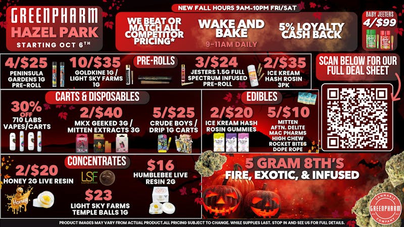 Green Pharm - Hazel Park - Recreational 🎃50% OFF First Time Customers!🎃