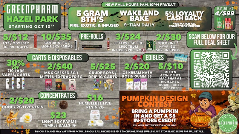 Green Pharm - Hazel Park - Recreational 🎃50% OFF First Time Customers!🎃