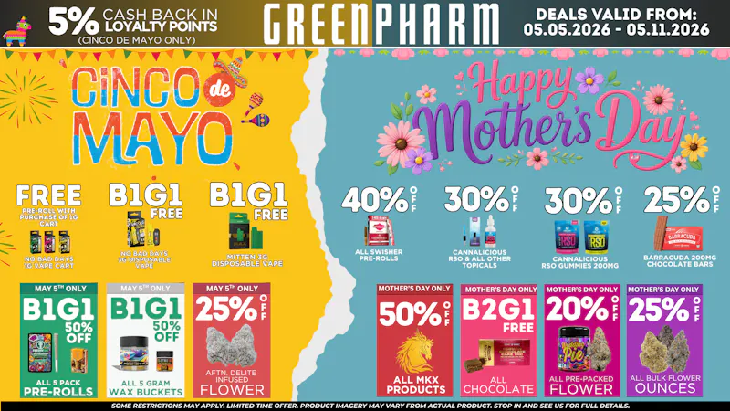 Green Pharm Iron River - Rec - Now Open! 🌮Cinco De Mayo 🪅& 🌹Mother's Day Deals 🌹
