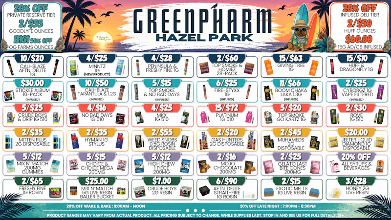 Green Pharm - Hazel Park - Recreational 🎉🥳50% OFF First Time Customers!🥳🎉