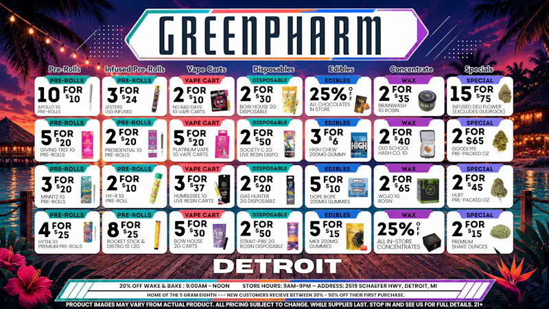 Green Pharm - Detroit - Recreational! 🎉🥳50% OFF First Time Customers!🥳🎉