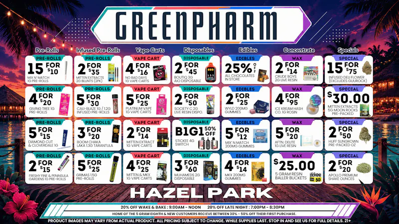 Green Pharm - Hazel Park - Recreational 🎉🥳50% OFF First Time Customers!🥳🎉