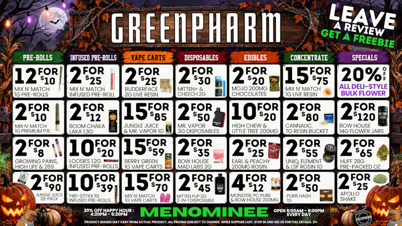 Green Pharm Menominee - Rec - 🤑🍂FALL SAVINGS!!!🍂🤑