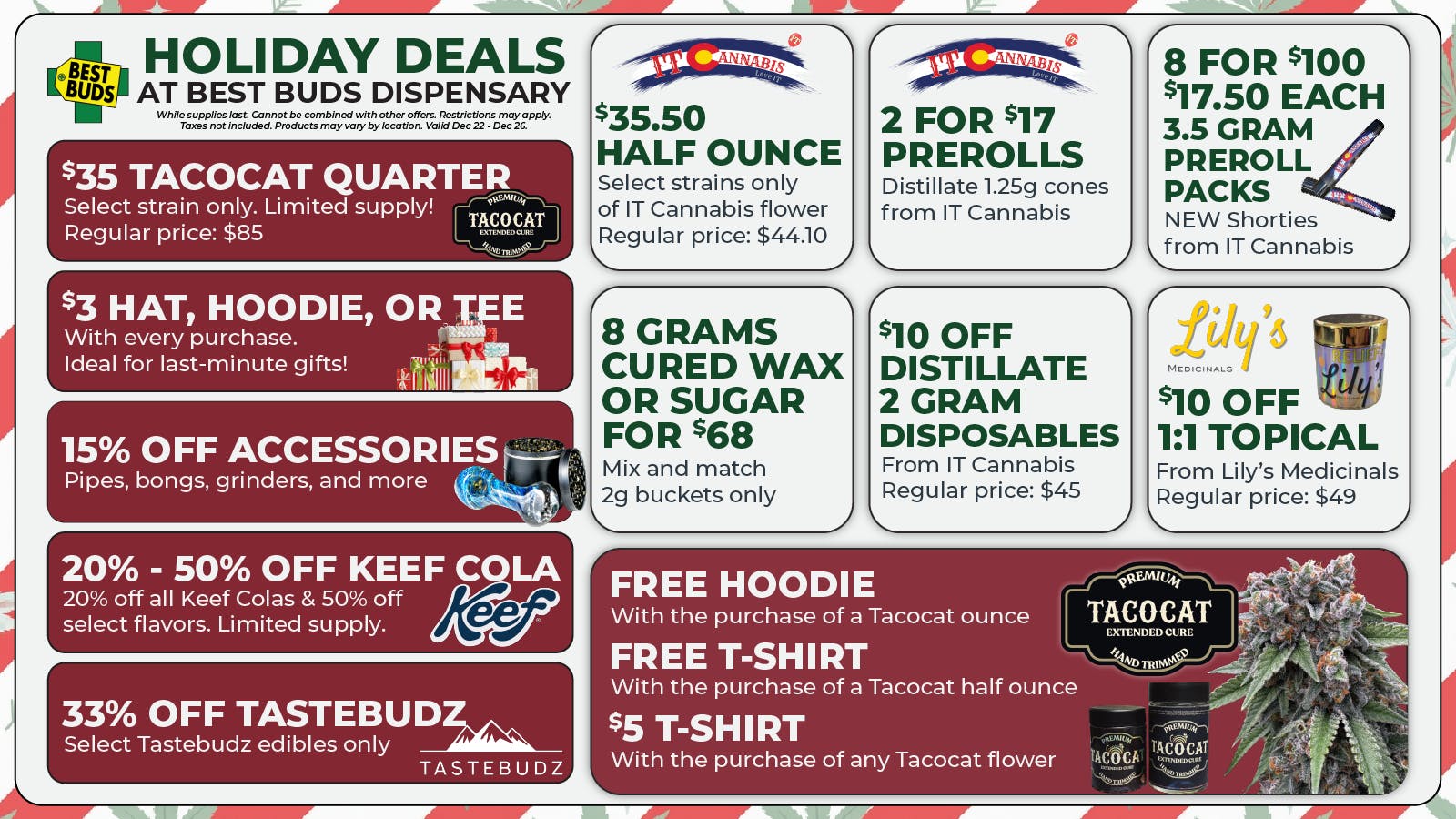 Best Buds - Rino District 🎄❄️ BEST BUDS HOLIDAY SPECIALS (Dec 22 - Dec 26)