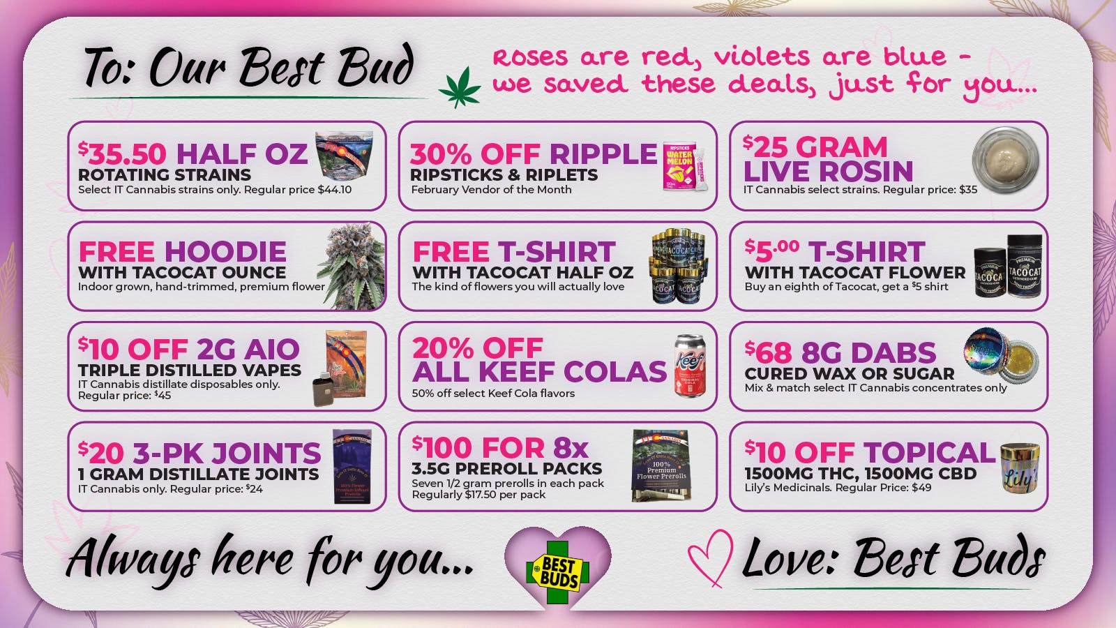 Best Buds - Denver 💞 Valentine's Day Deals 💝 Best Buds Dispensary