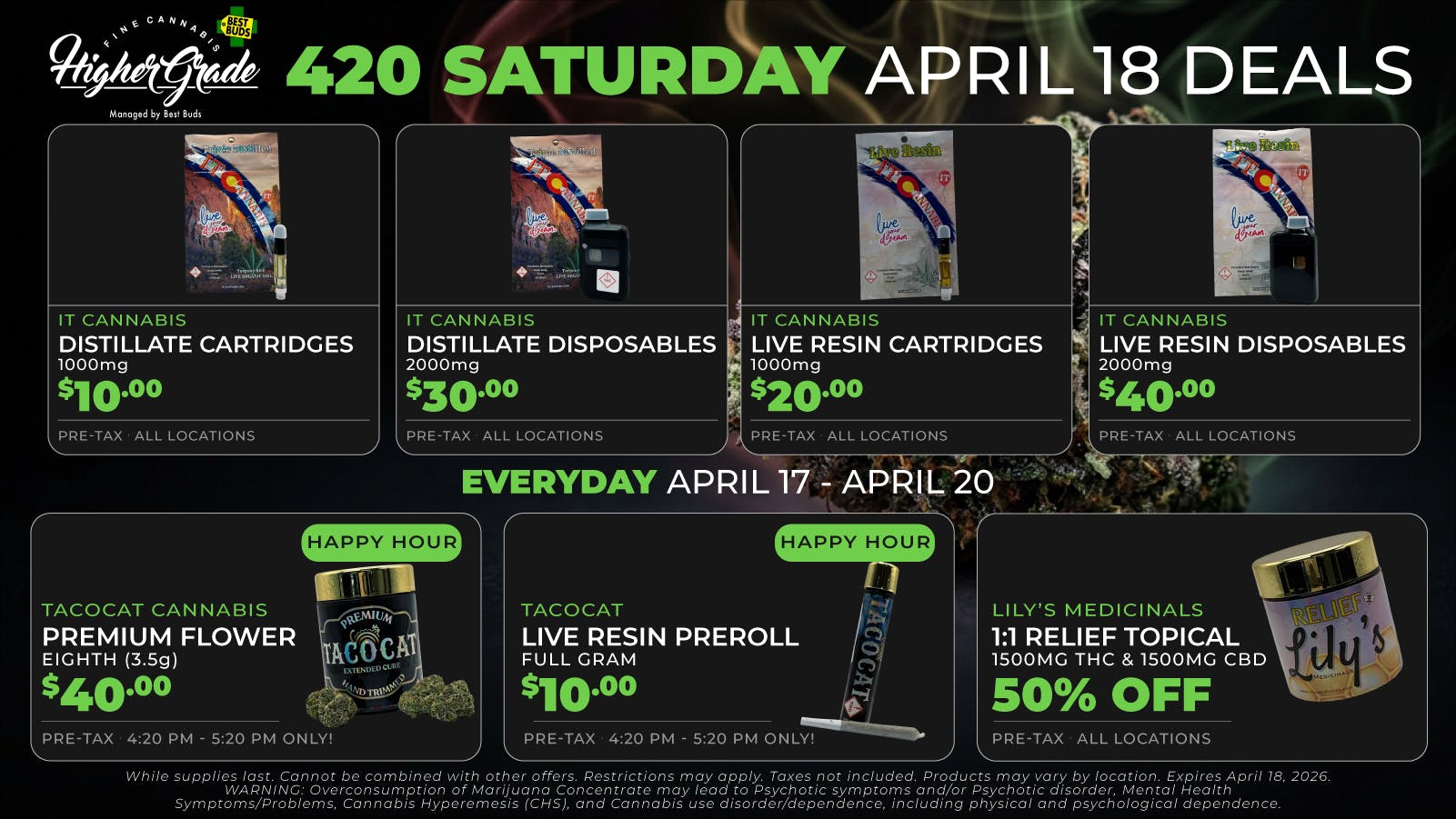 Higher Grade by Best Buds - Downtown 🌿🎉 Saturday 420 Deals at Higher Grade 🔥💨