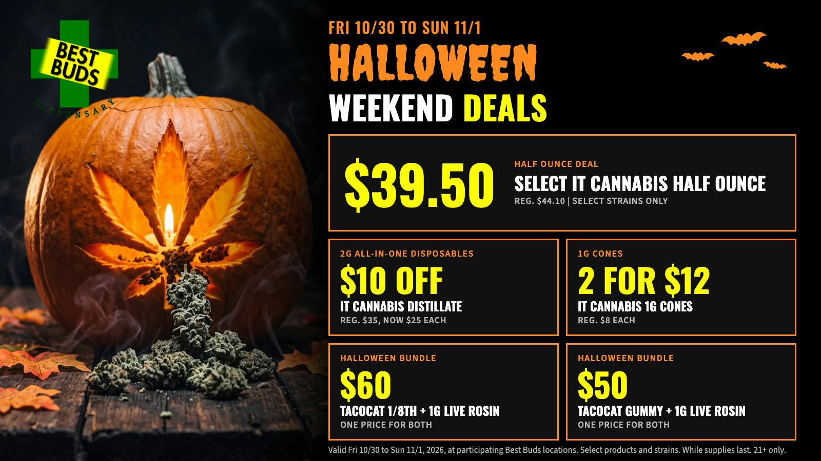 Best Buds - Denver 🎃 Halloween Weekend Deals | Fri 10/30 to Sun 11/1
