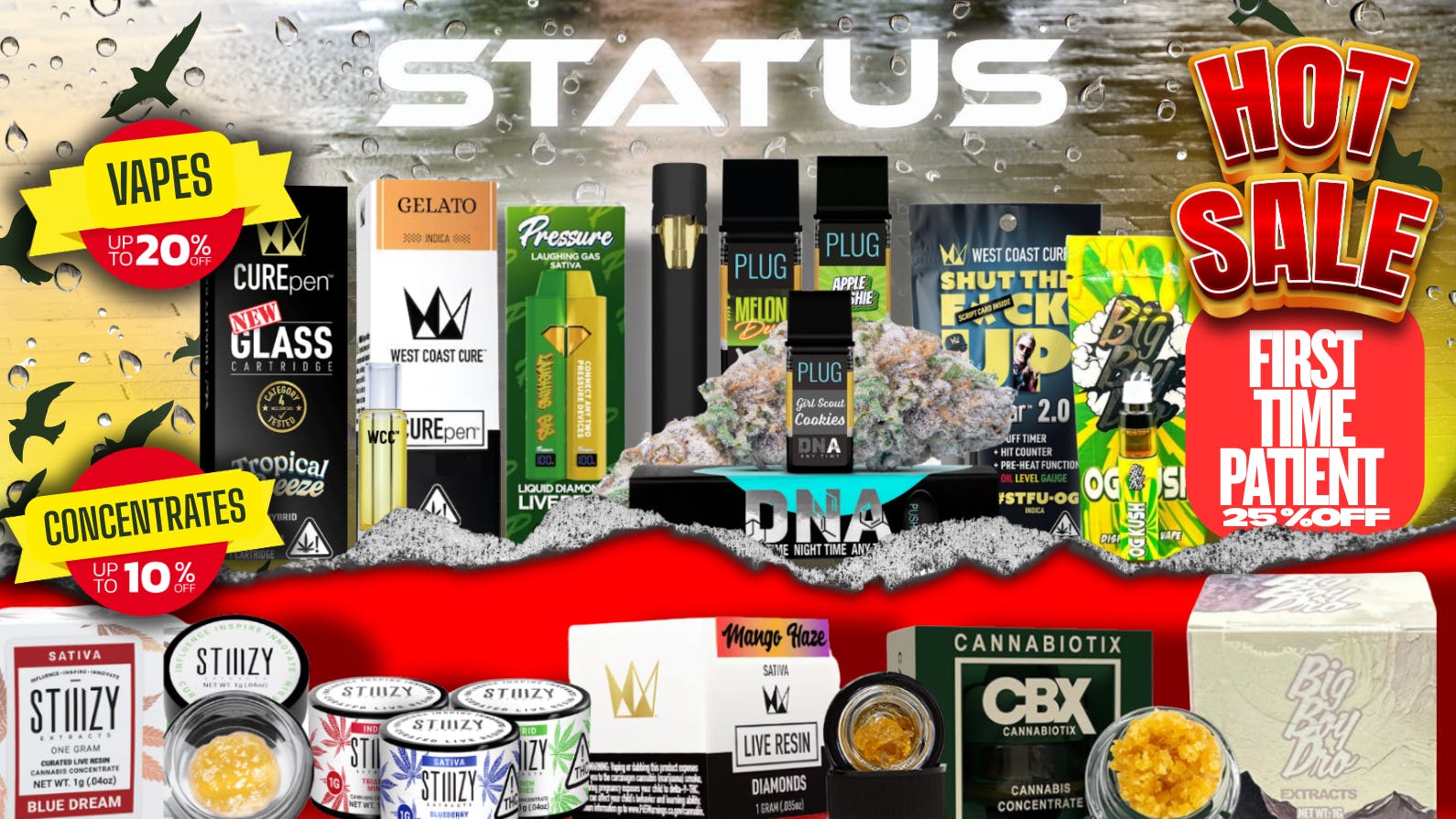 Status Delivery 20% OFF Vapes | 10% OFF Concentrates — Today Only