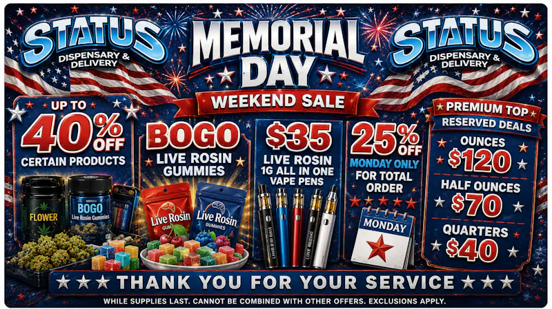 Status Delivery Memorial Day sale