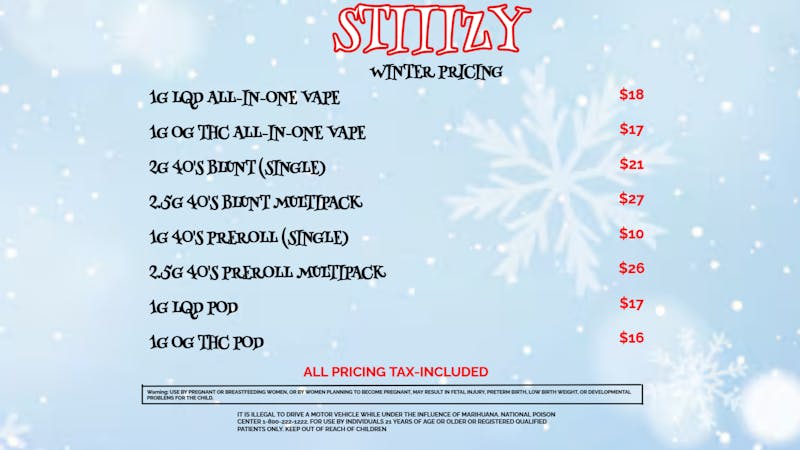 STIIIZY Kalamazoo Stiiizy Winter Pricing 💲
