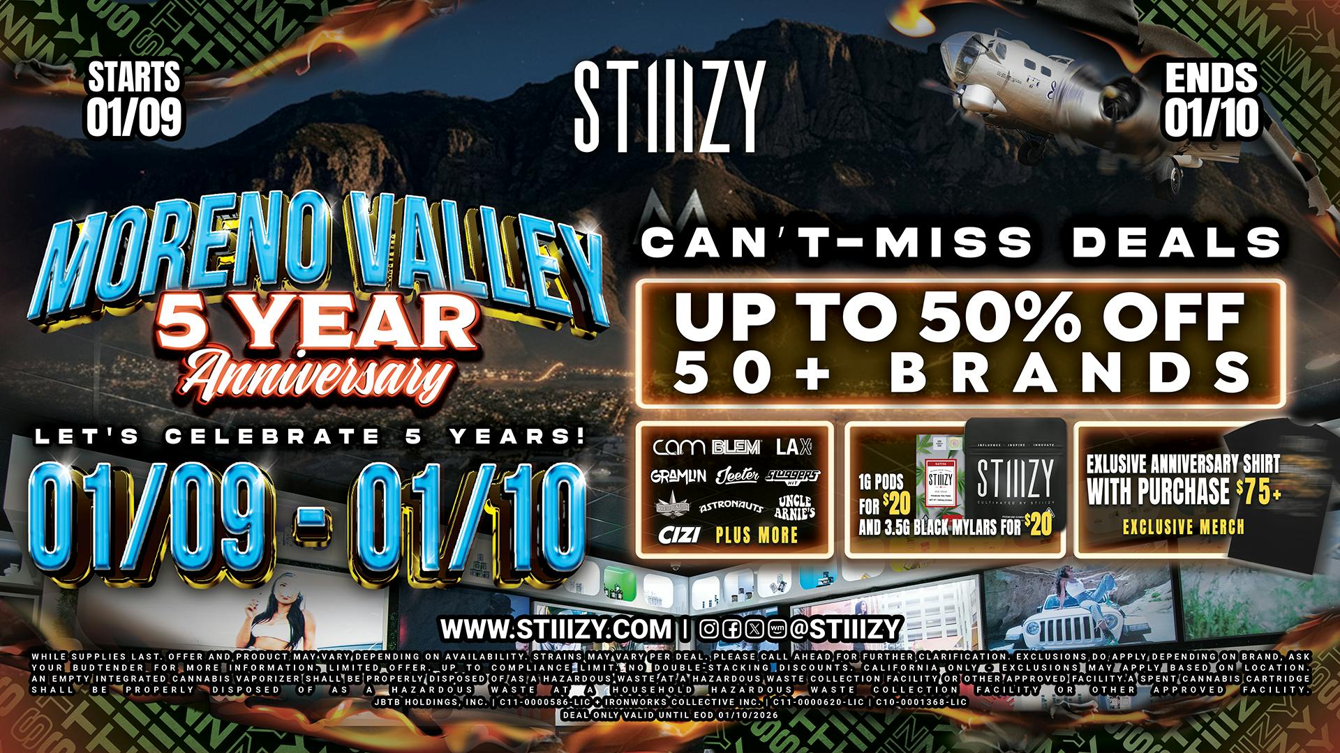 STIIIZY Moreno Valley Up to 50% off 🎇5 Year Anniversary🎇