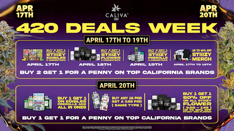 Caliva Buy 2 Get 1 for $0.01