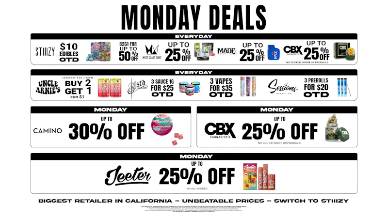 420 Central Powered by STIIIZY Up to 30% off Monday's