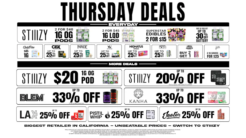 STIIIZY Western (Koreatown) Up to 33% -Thursday's
