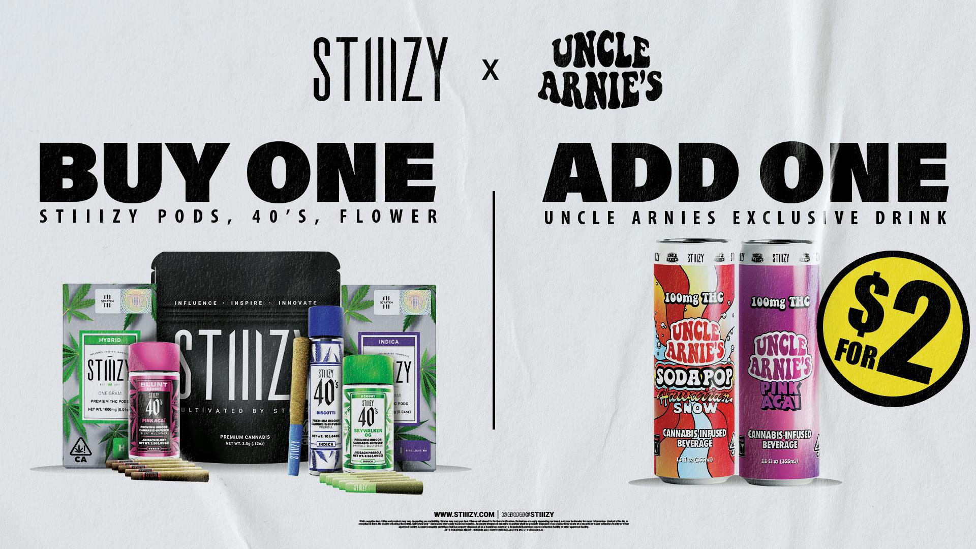 STIIIZY Benicia $2 for 100mg THC Drink with selected STIIIZY Items