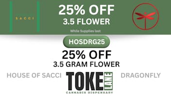 Toke Lane - Buffalo 25% OFF HOUSE OF SACCI AND DRAGONFLY 3.5G FLOWER