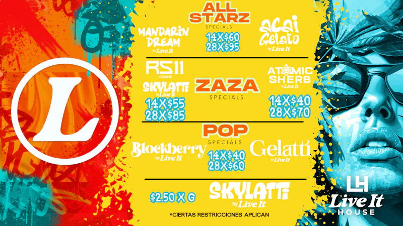 Live It House G'S DESDE $2.50|ONZAS DESDE $60| $70 | $85 | $95