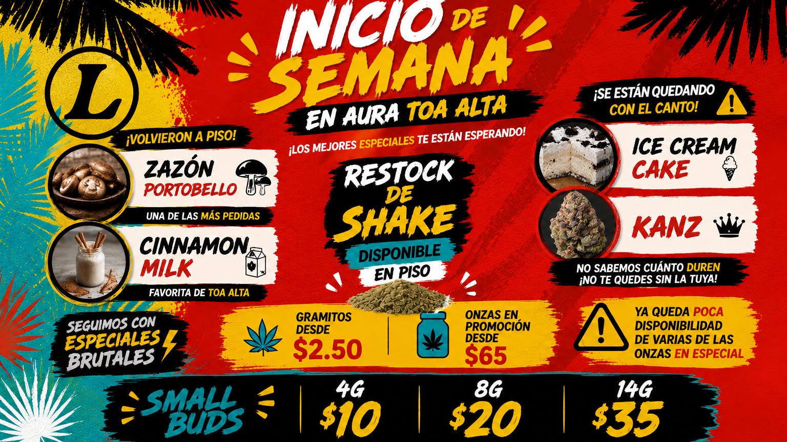 Aura 3.5g x $8.75 - 8g x $20 - 14g x $35