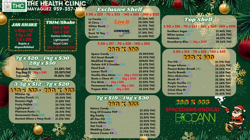 The Health Clinic - Mayaguez MENU DE FLORES (WELCOME DECEMBER)