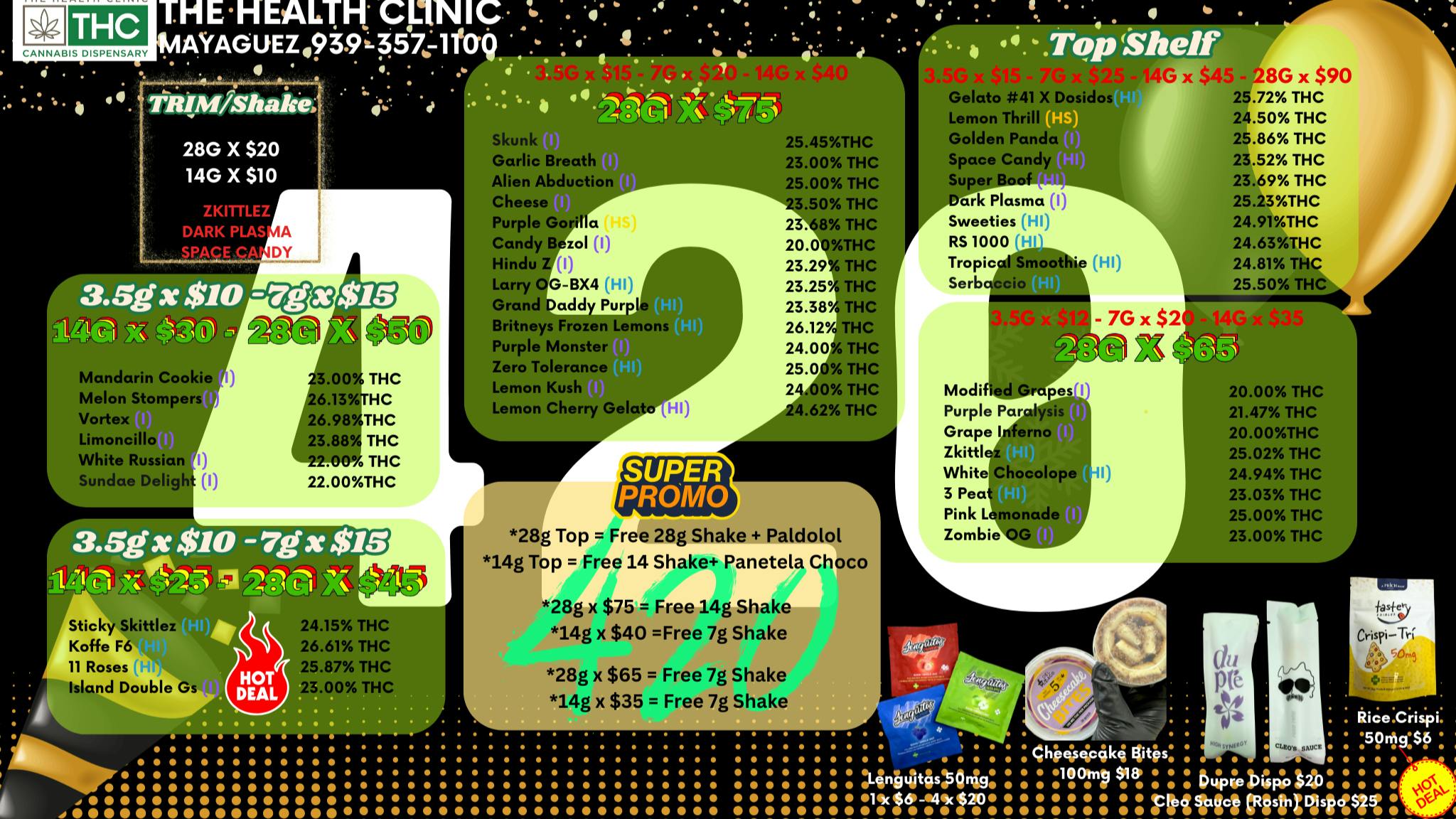 The Health Clinic - Mayaguez MENU DE FLORES / Happy 420