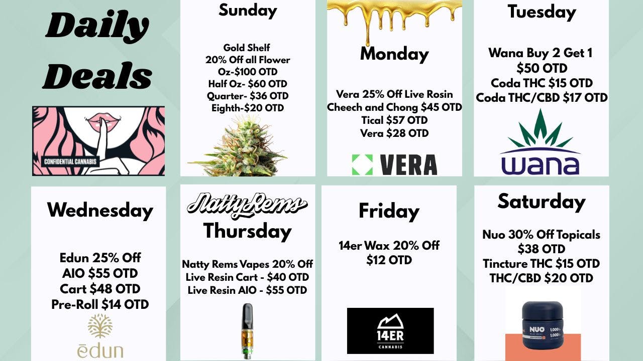 Confidential Cannabis - Broomfield REC Daily Deals January 2026