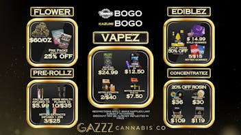GAZZZ Cannabis Co 50% OFF Little Trees | 25% PRE PACKZ | 20% ROSIN