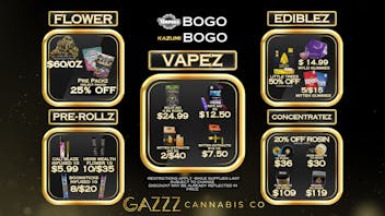GAZZZ Cannabis Co 50% OFF Little Trees | 25% PRE PACKZ | 20% ROSIN
