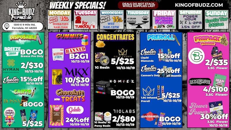 King of Budz - Ferndale Weekly Deals☀️ (10/13-10/19)