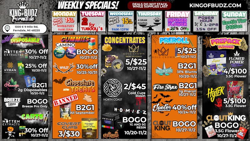 King of Budz - Ferndale Weekly Deals 🎉 (10/27-11/2)
