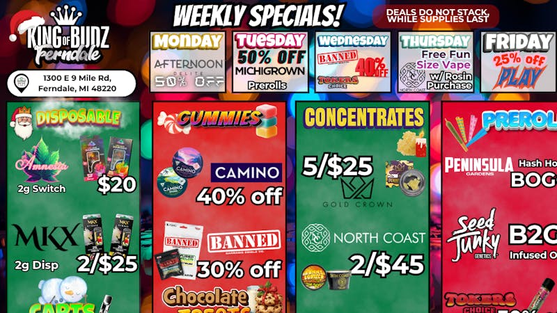 King of Budz - Ferndale Weekly Deals 12/8-12/15