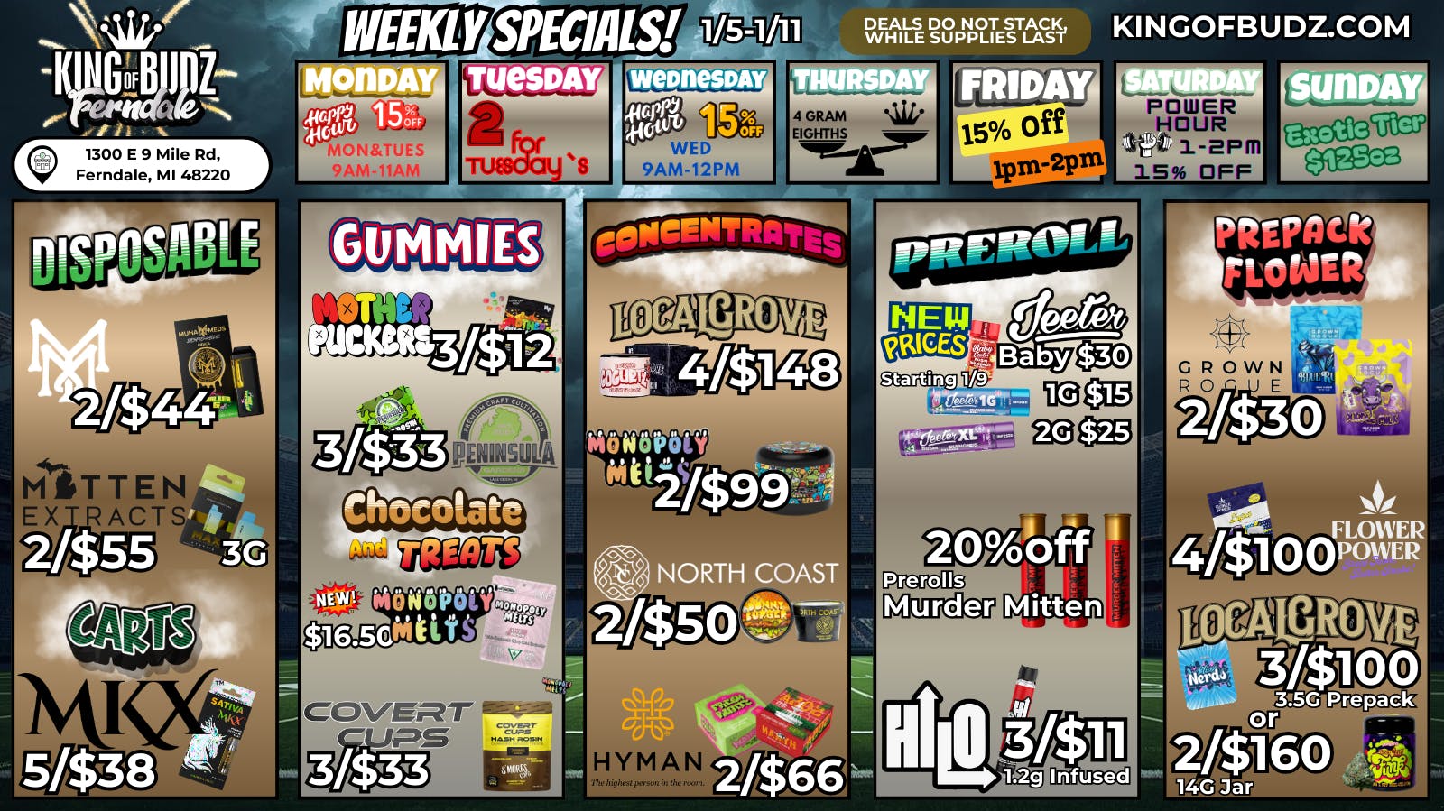 King of Budz - Ferndale Weekly Deals 1/5-1/11