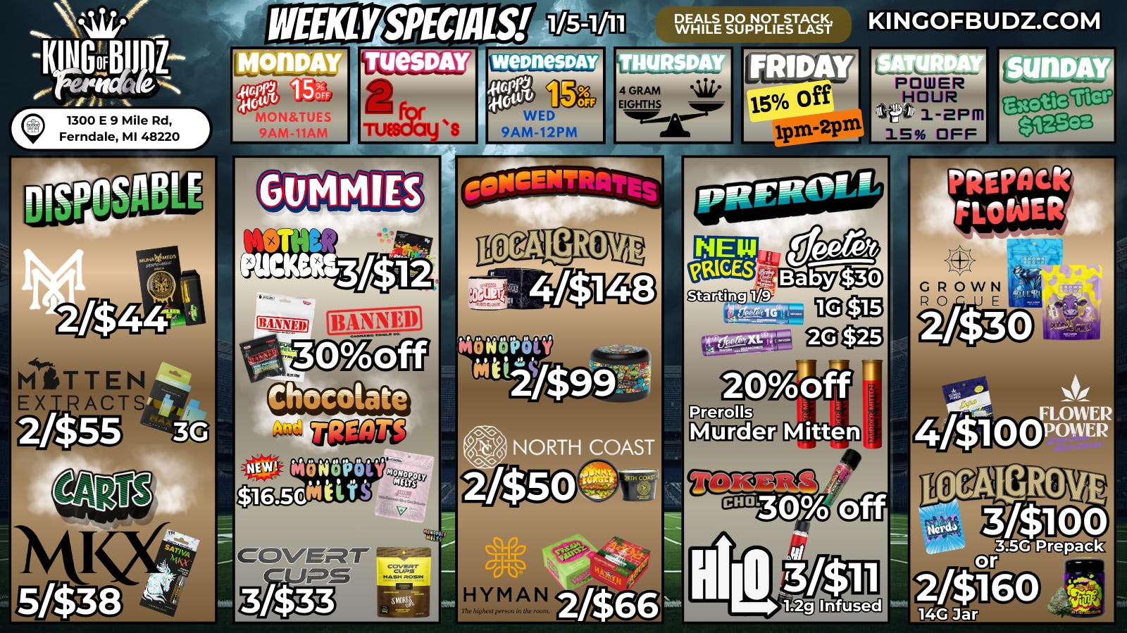 King of Budz - Ferndale Weekly Deals 1/5-1/11