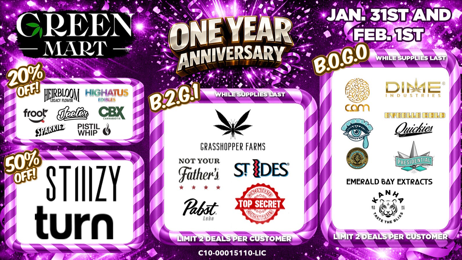 Green Mart STIIIZY and TURN 50% off weekend