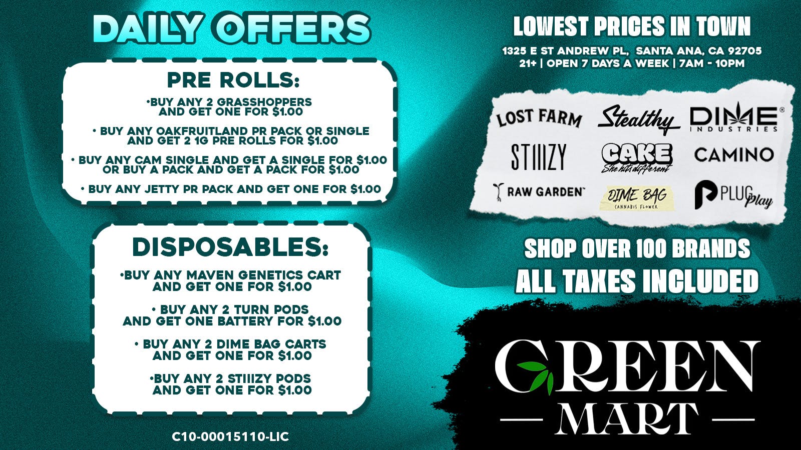 Green Mart Weekly B.O.G.O Deals on Disposables and Pre Rolls