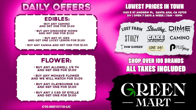 Green Mart Daily Deals On Edibles!